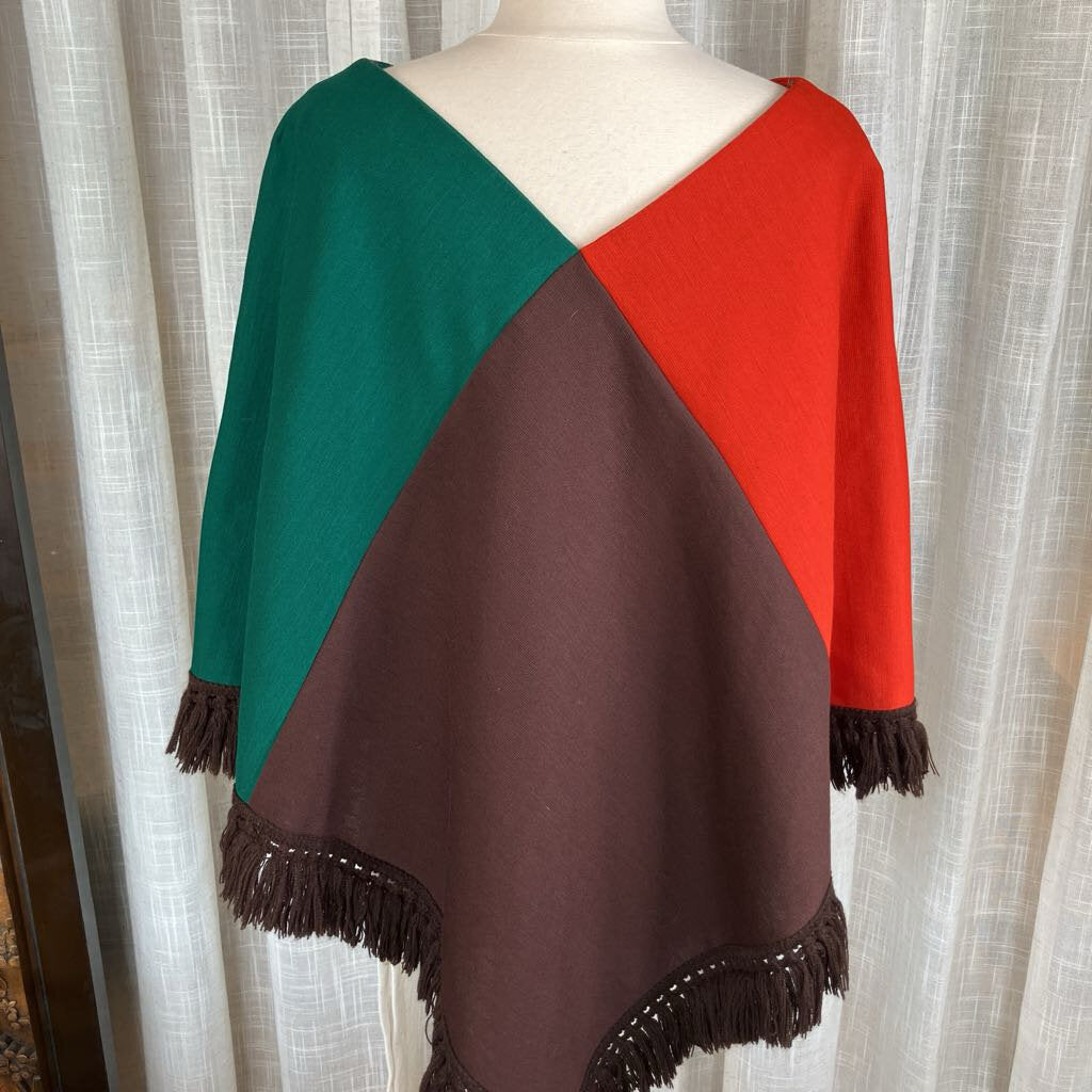 1970s Color Block Poncho