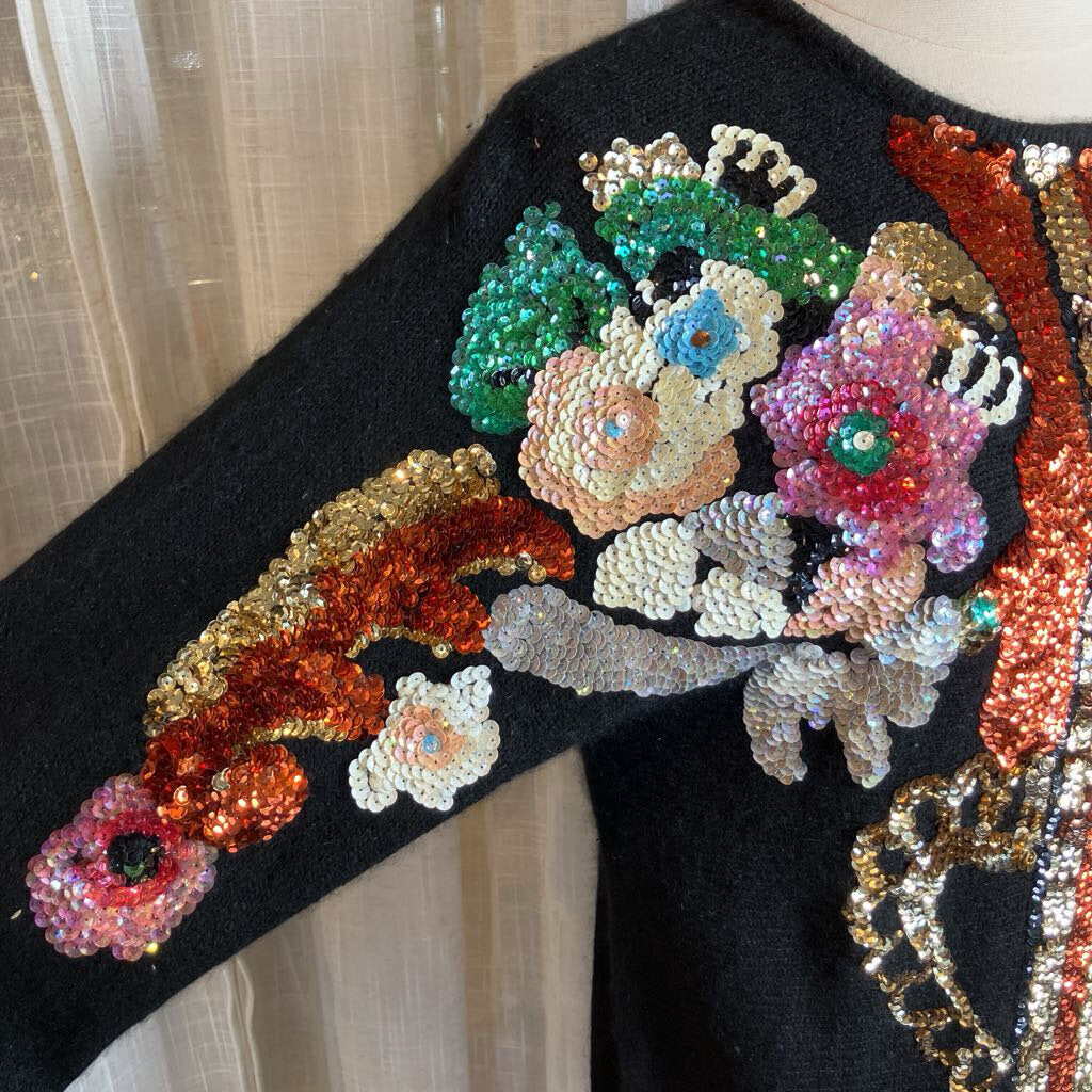 1980s Sequins Floral Sweater