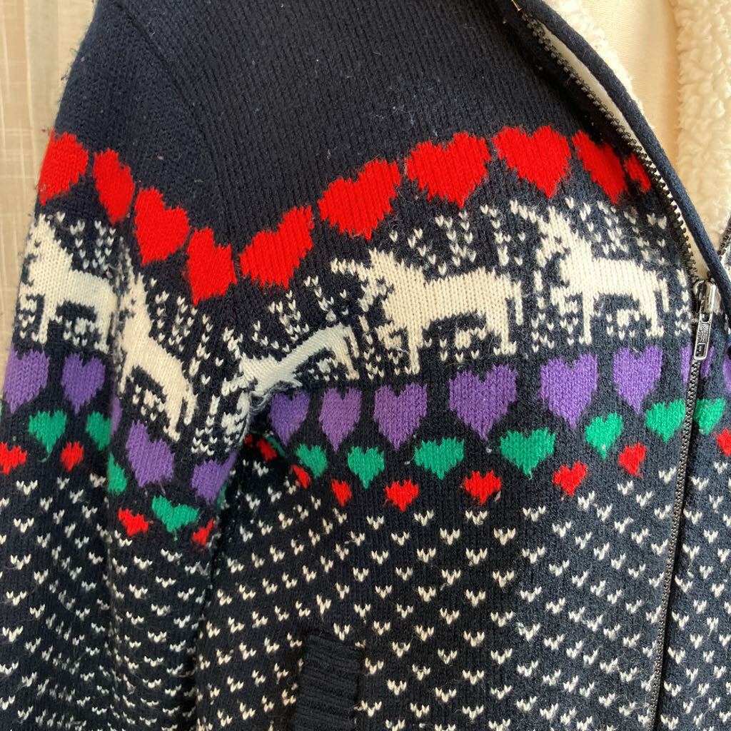 1980s Black Unicorn Sweater Jacket w/ Hoodie