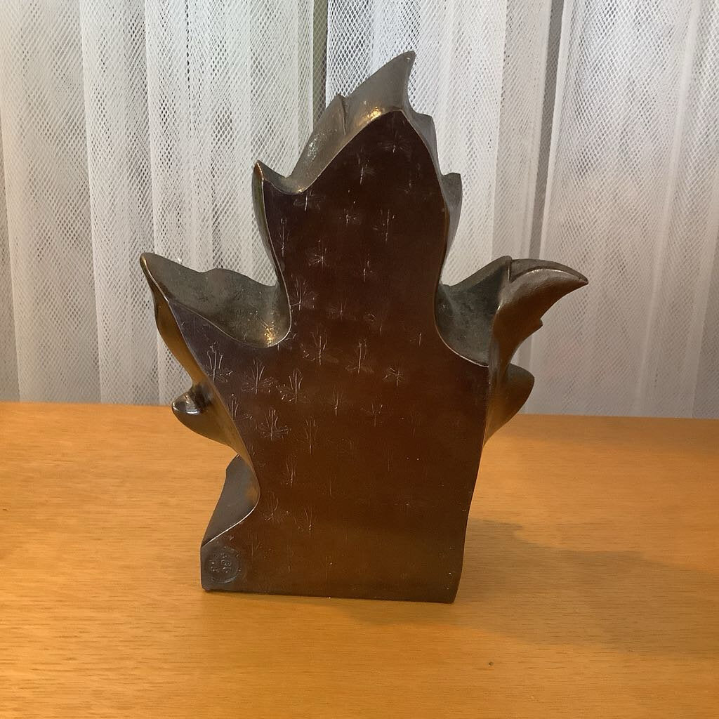 Vintage Copper Brass Maple Leaf Bookends