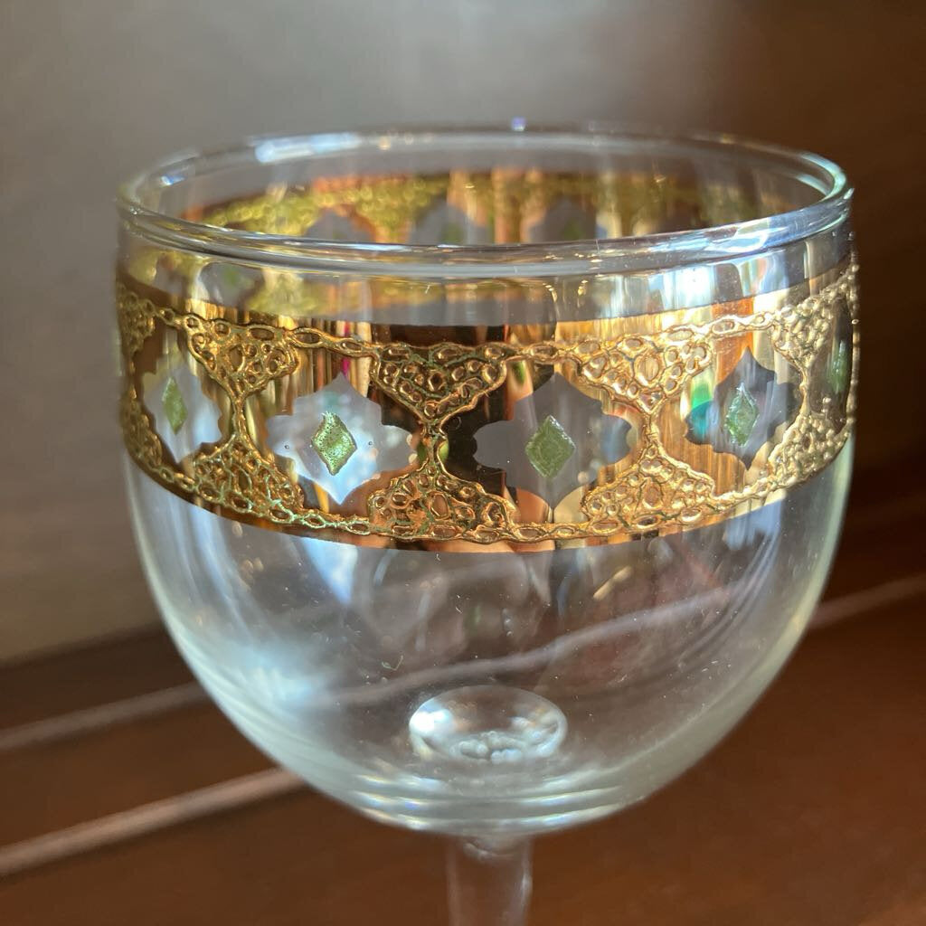 Vintage Set of 5 Culver 22K Gold Embellished Stemware