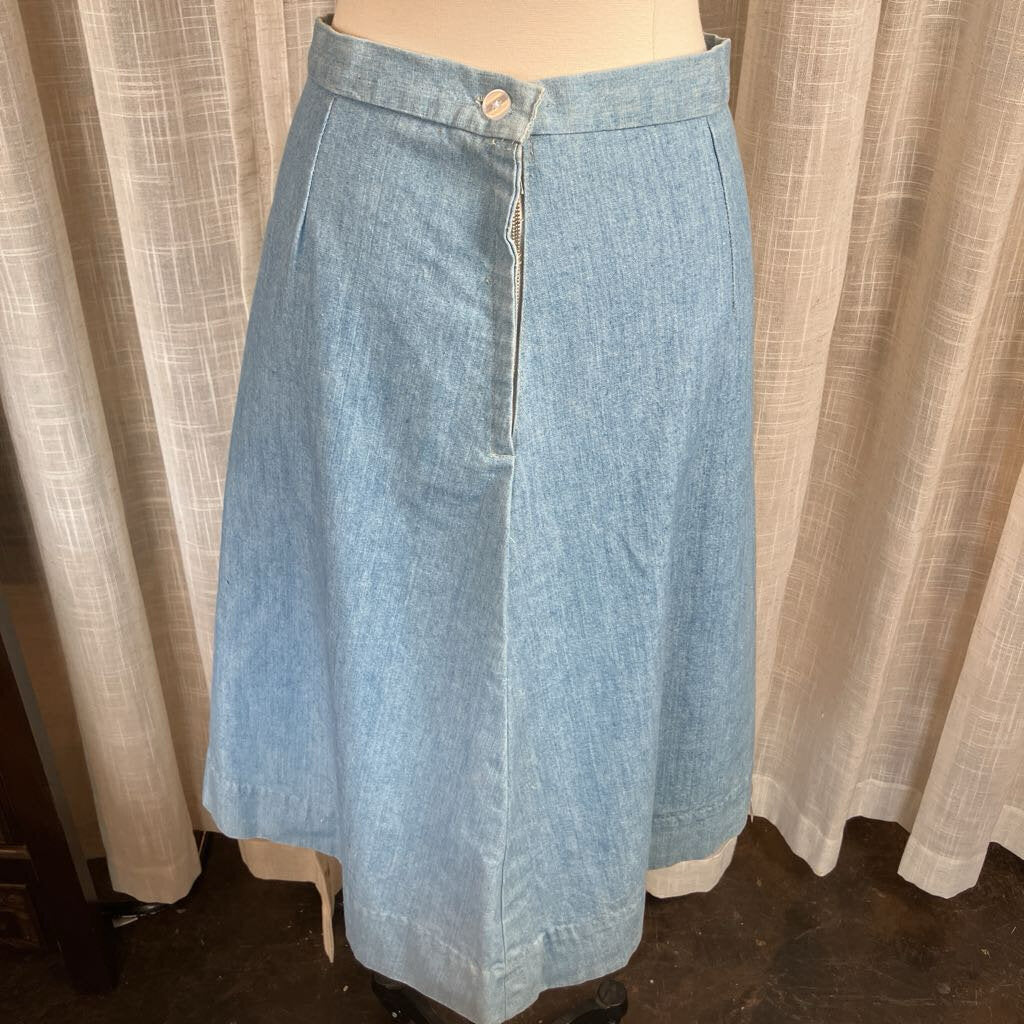 1970s Handmade Denim A-Line Skirt