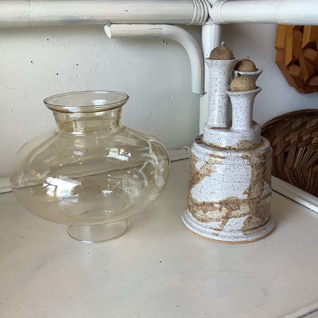 Vintage Pottery Oil Lamp