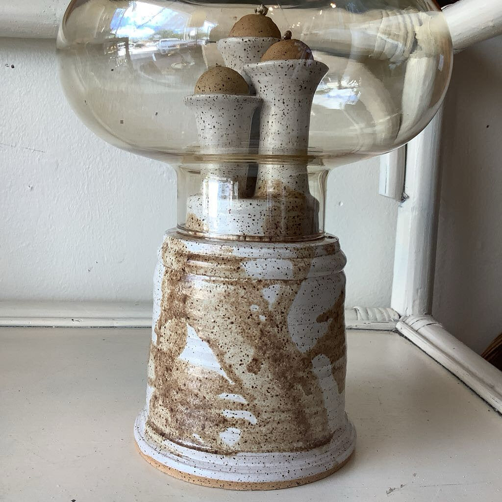 Vintage Pottery Oil Lamp