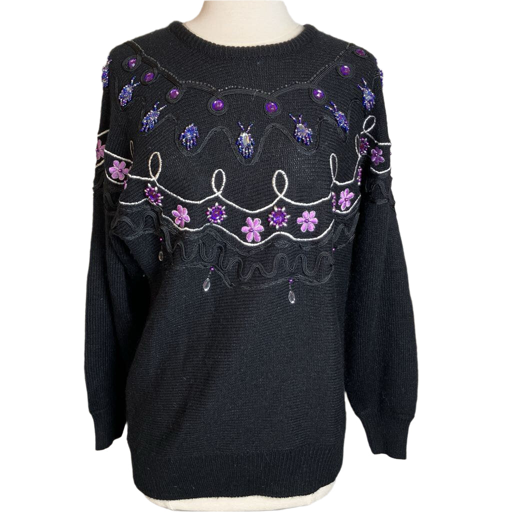 Western Connection Black Dolman Sleeve Beaded Sweater