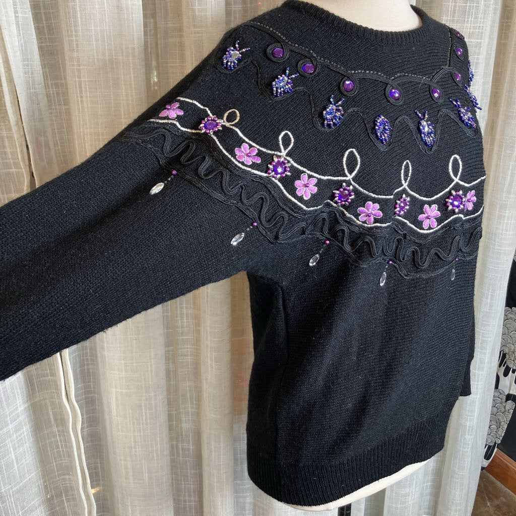 Western Connection Black Dolman Sleeve Beaded Sweater