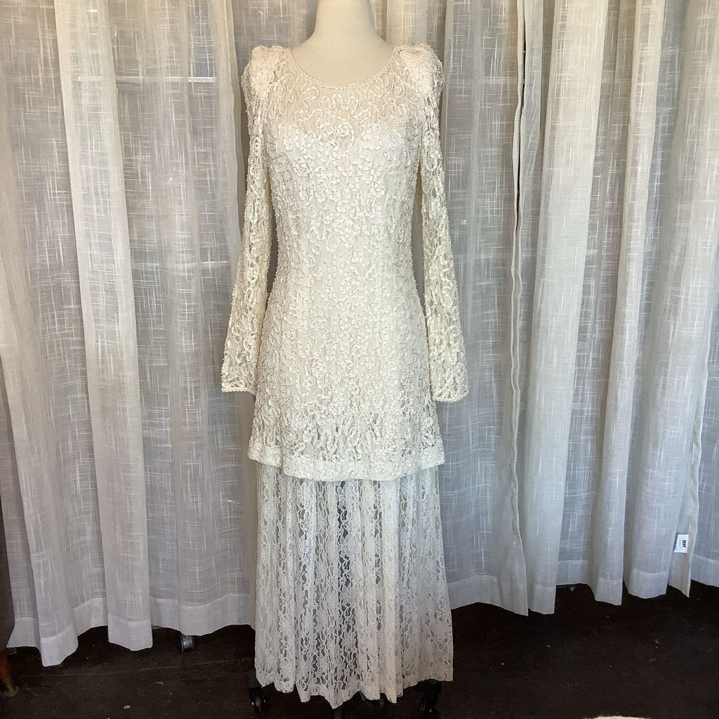 Marie St Claire Pearl Beaded Gown Dress Lacey