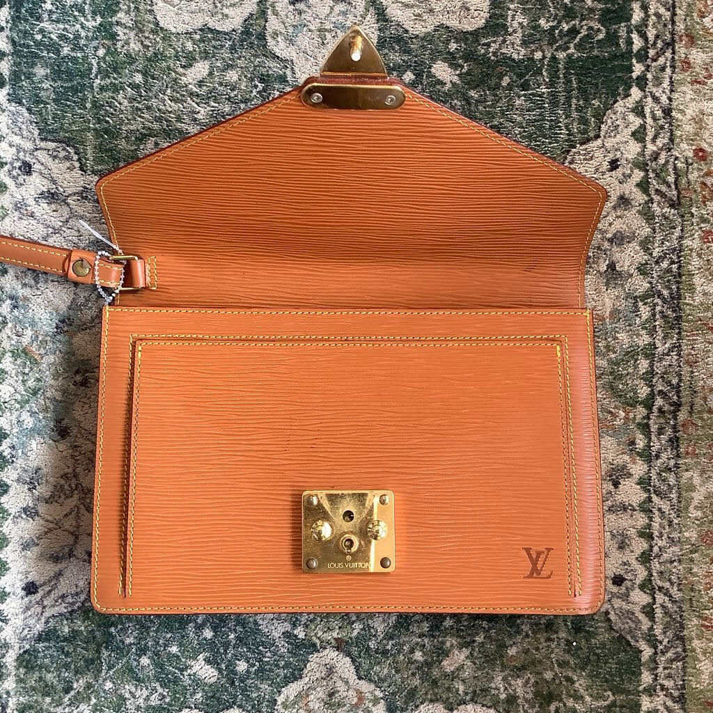 Authentic Vintage Louis Vuitton Epi Leather Pouchette Cognac