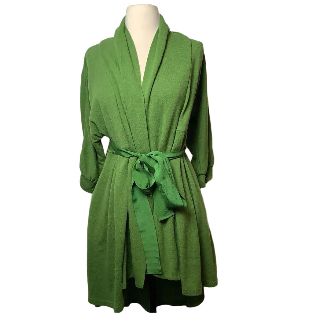 Green Designer Cardigan Sweater with Tie