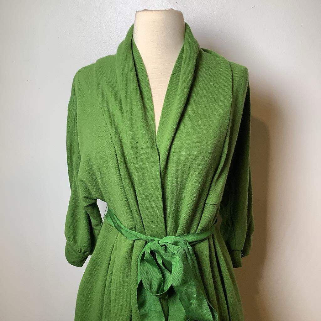 Green Designer Cardigan Sweater with Tie