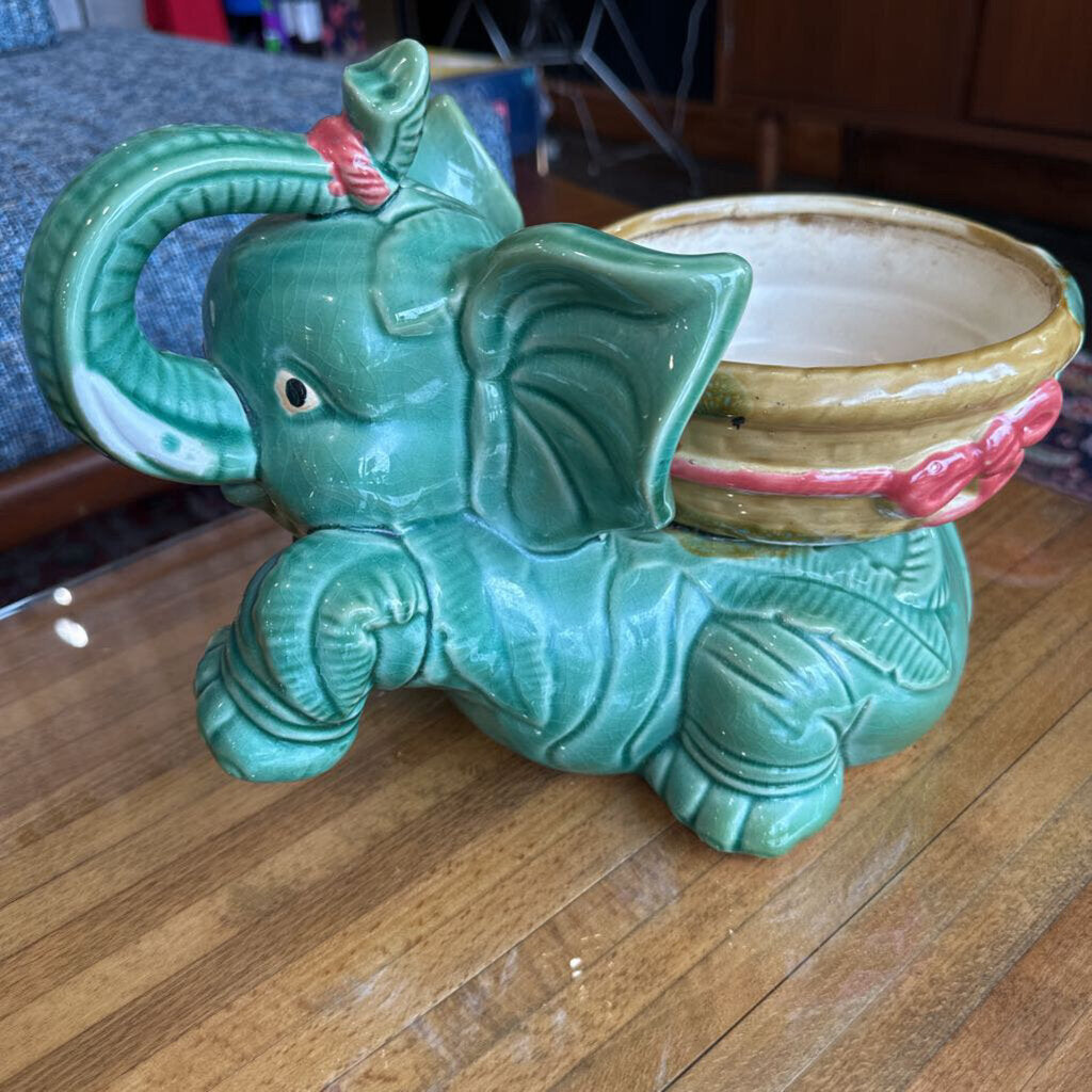 Vintage Asian Ceramic Lucky Elephant Planter