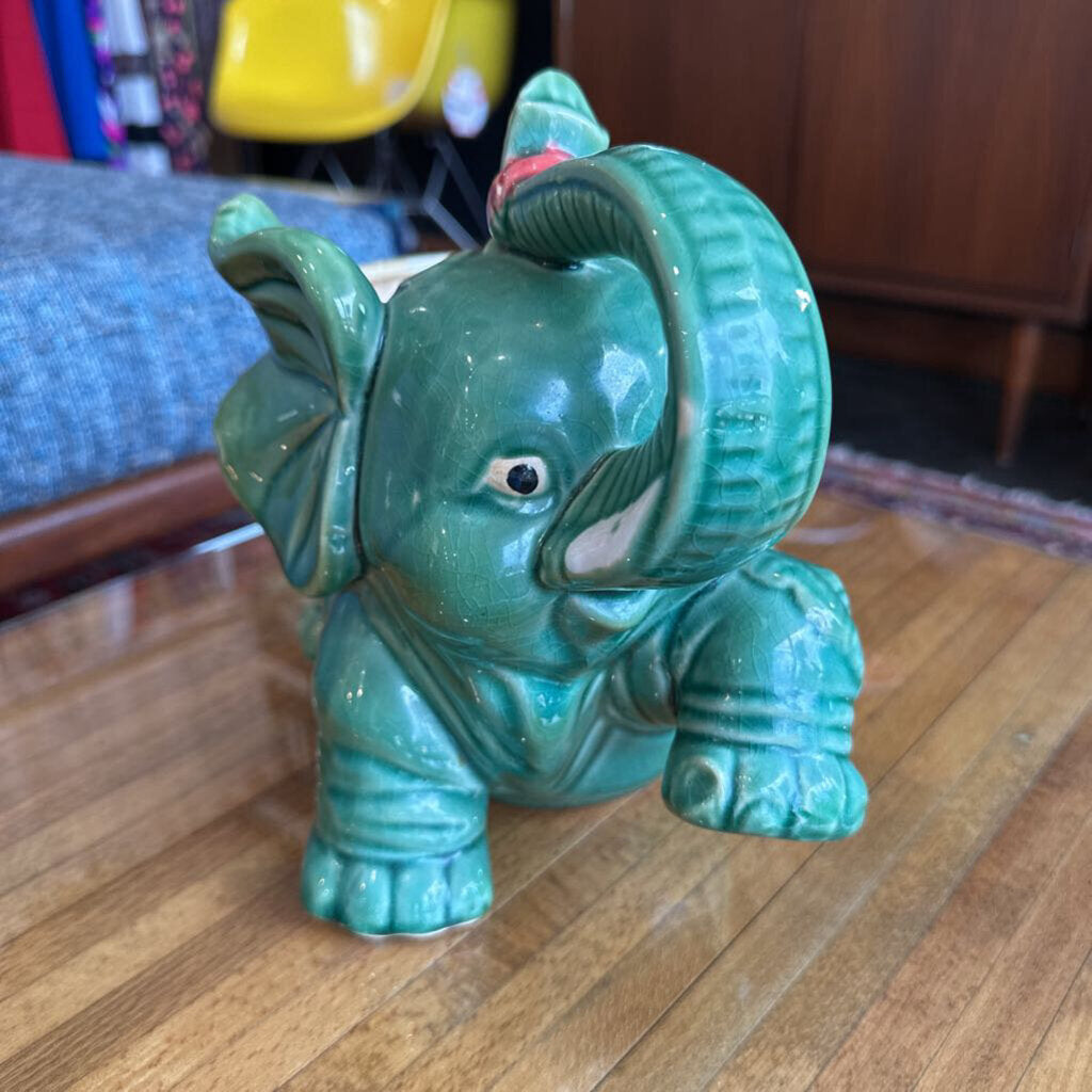 Vintage Asian Ceramic Lucky Elephant Planter