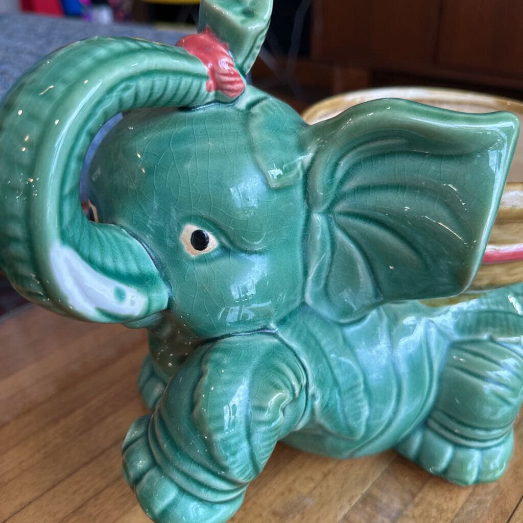 Vintage Asian Ceramic Lucky Elephant Planter