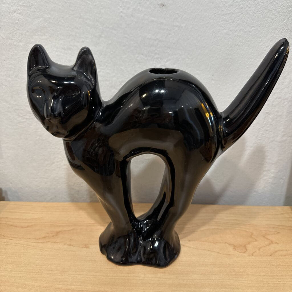 Vintage McCoy Limited Black Cat Candle Holder Ceramic