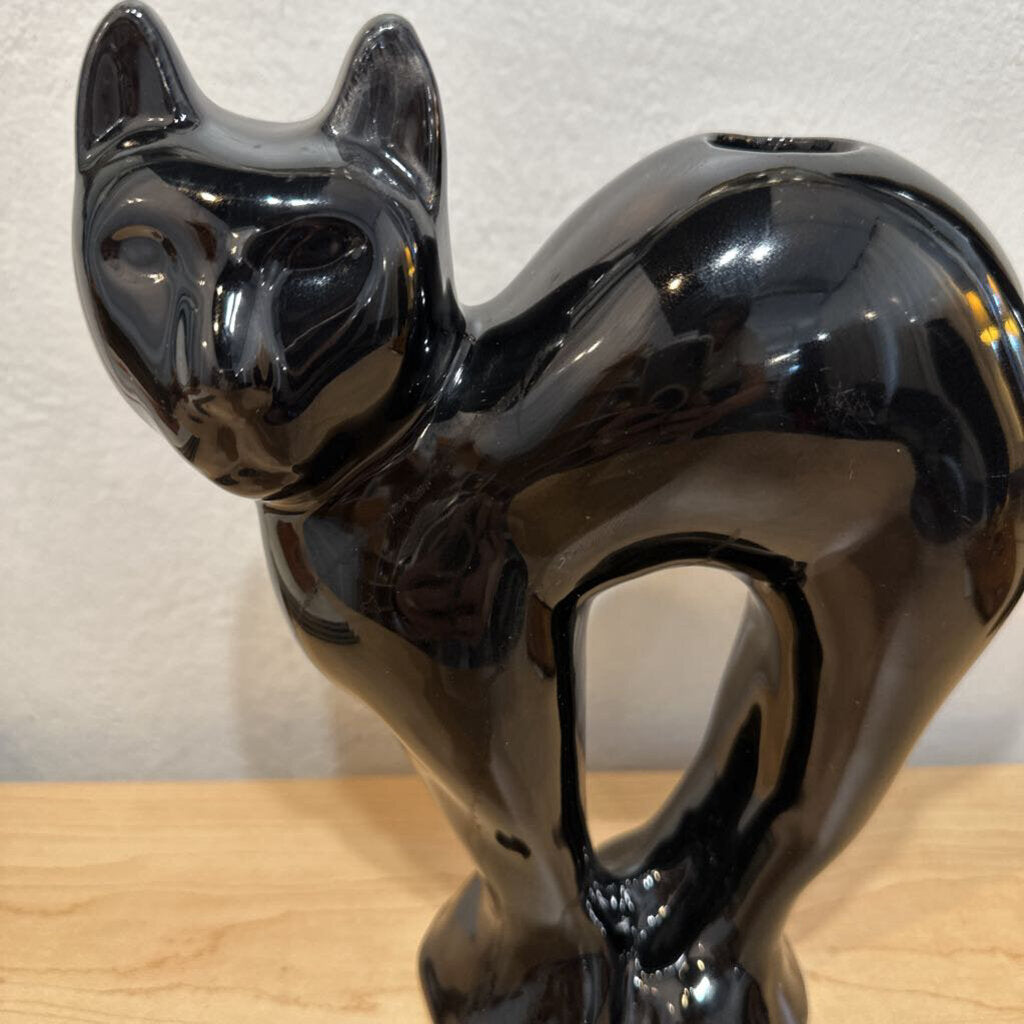 Vintage McCoy Limited Black Cat Candle Holder Ceramic