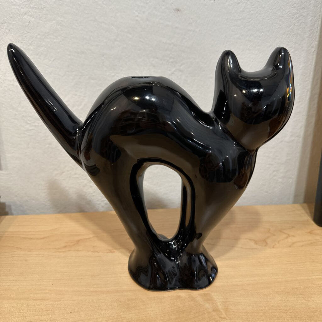 Vintage McCoy Limited Black Cat Candle Holder Ceramic