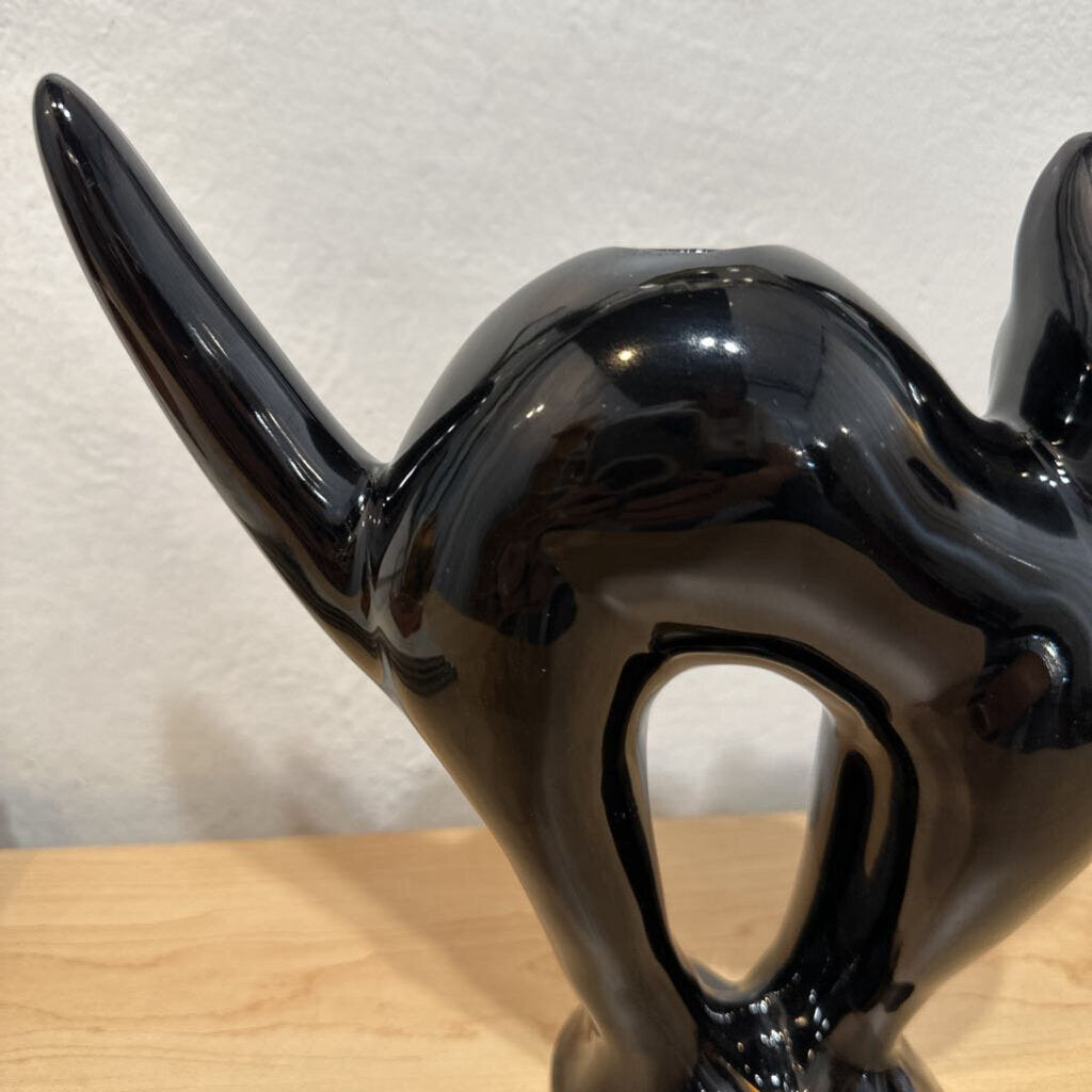 Vintage McCoy Limited Black Cat Candle Holder Ceramic