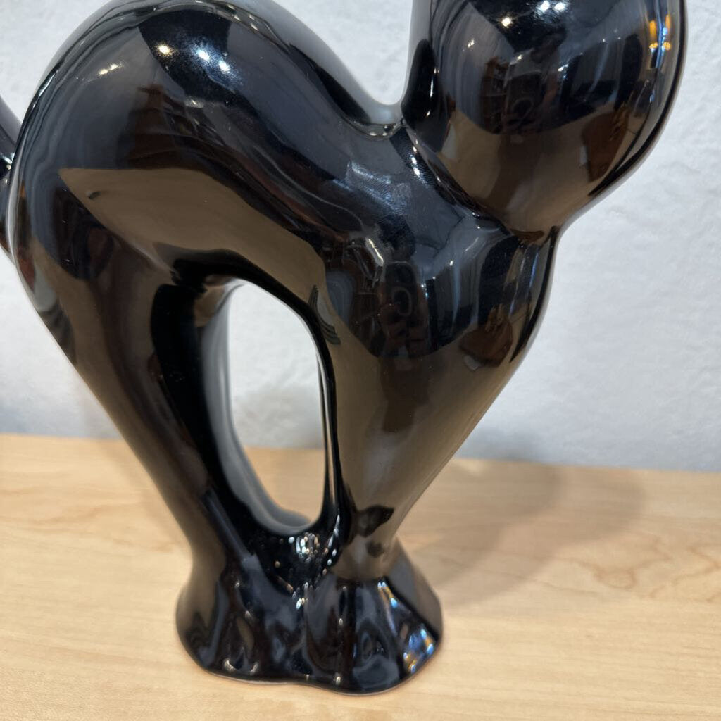 Vintage McCoy Limited Black Cat Candle Holder Ceramic