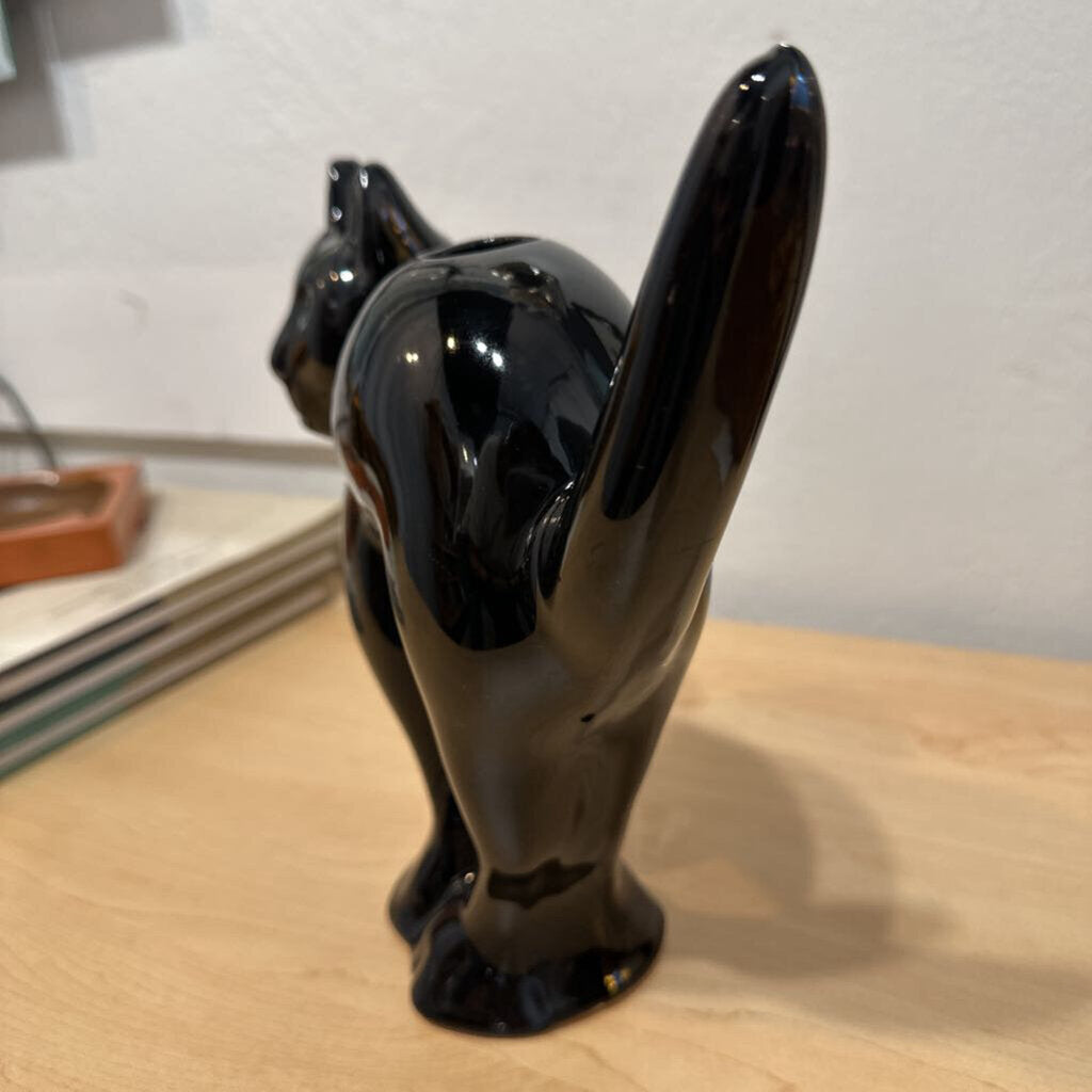 Vintage McCoy Limited Black Cat Candle Holder Ceramic