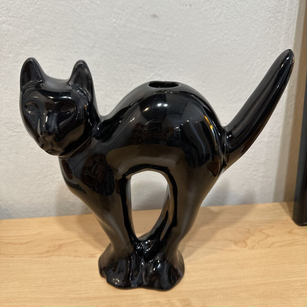 Vintage McCoy Limited Black Cat Candle Holder Ceramic