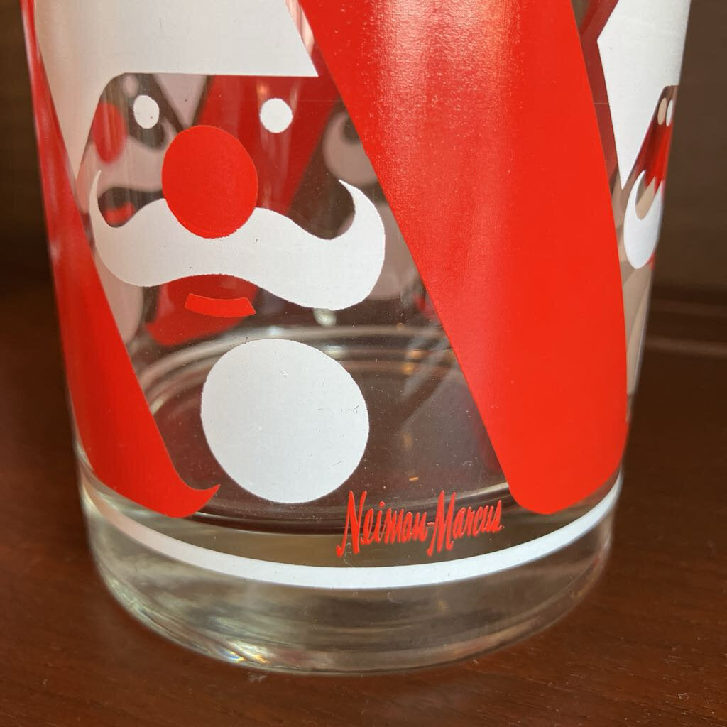 Set of 5 Neiman Marcus Lowball Santa Glasses