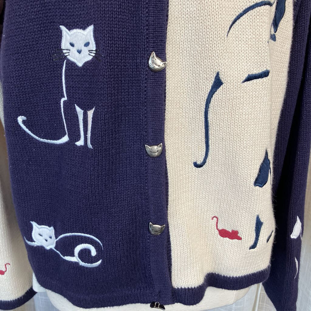 1980s Christopher Banks 2 Piece Cat Turtleneck & Sweater