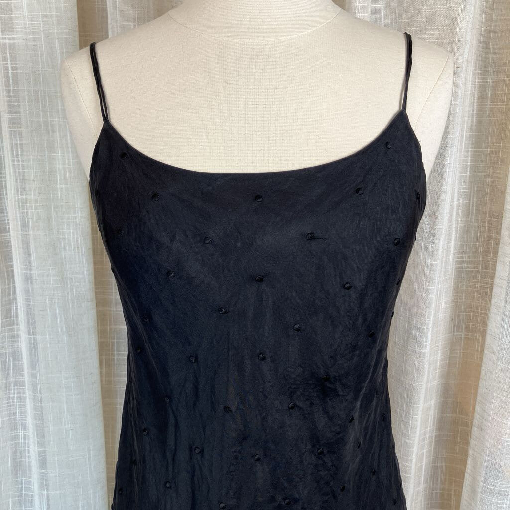 Y2K Ralph Lauren Silk Little Black Dress w/ Embroidered Dots