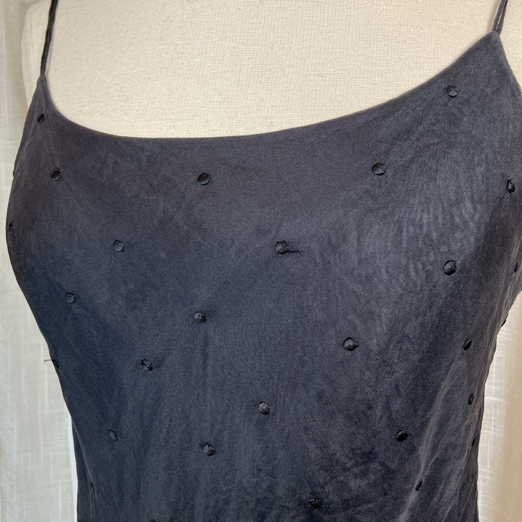 Y2K Ralph Lauren Silk Little Black Dress w/ Embroidered Dots