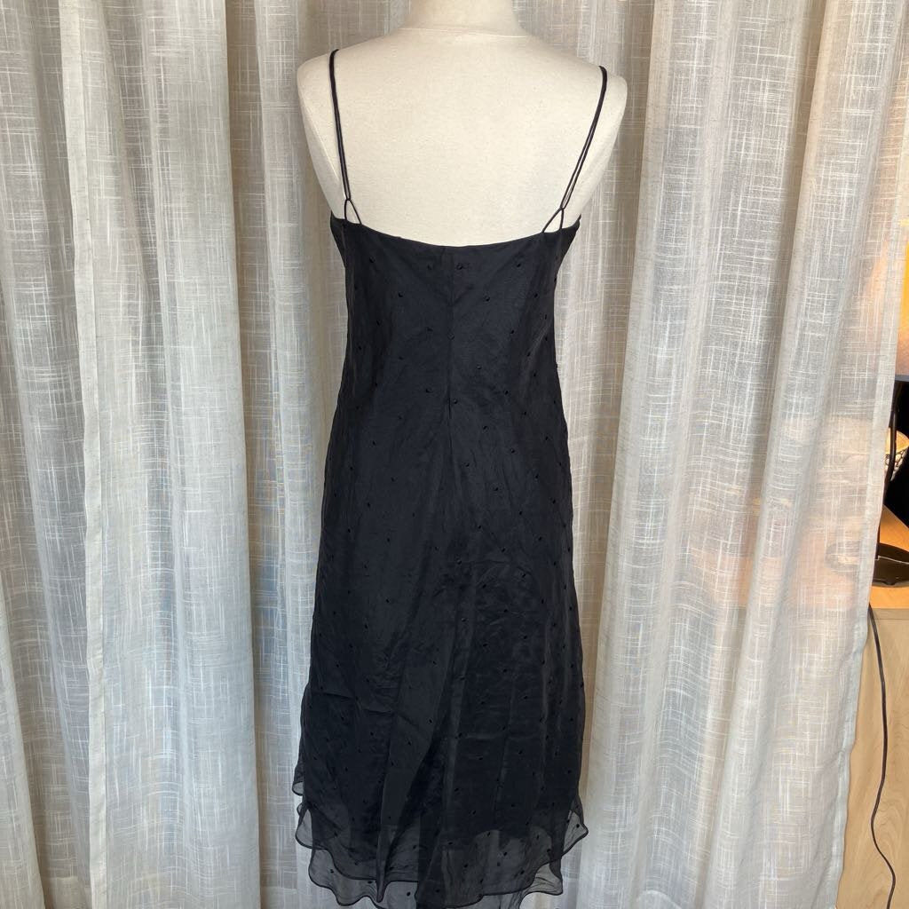 Y2K Ralph Lauren Silk Little Black Dress w/ Embroidered Dots