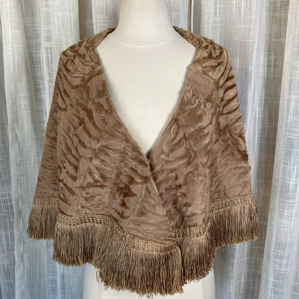 Vtg Fur Stole with Fringe