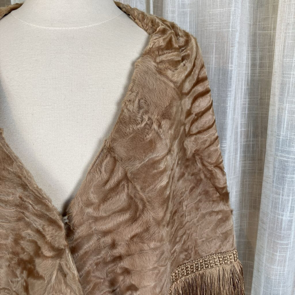 Vtg Fur Stole with Fringe