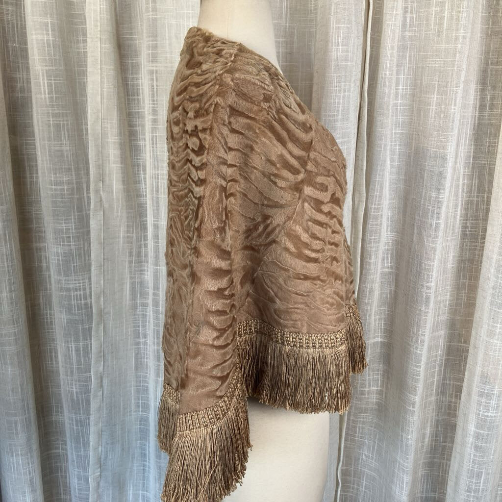 Vtg Fur Stole with Fringe