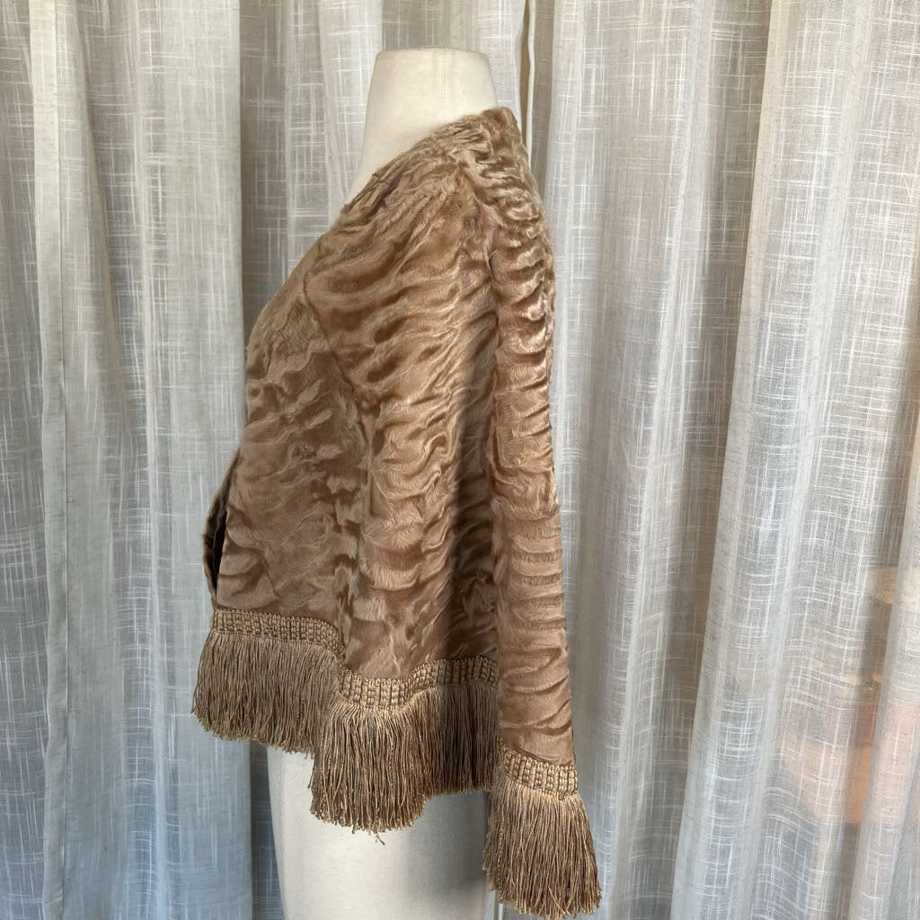 Vtg Fur Stole with Fringe