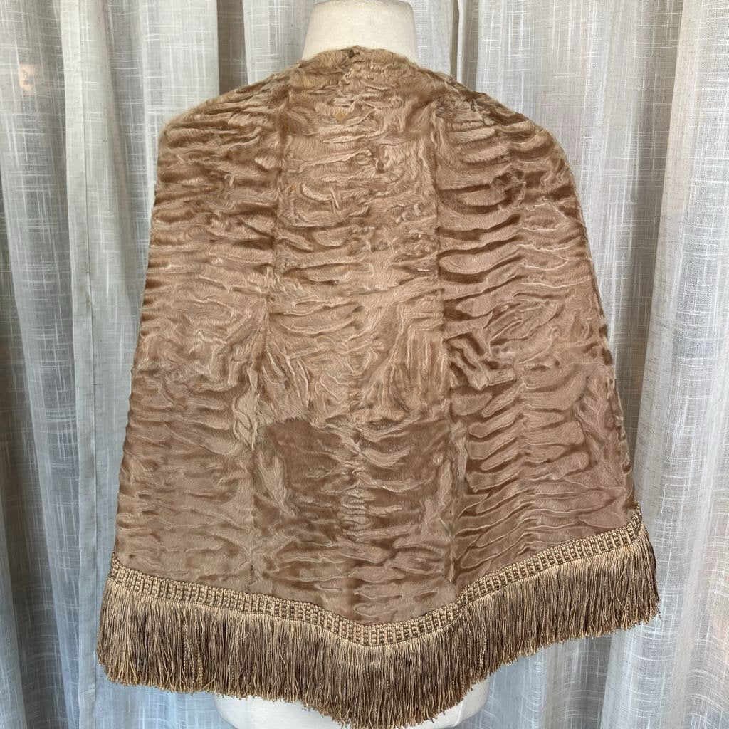 Vtg Fur Stole with Fringe