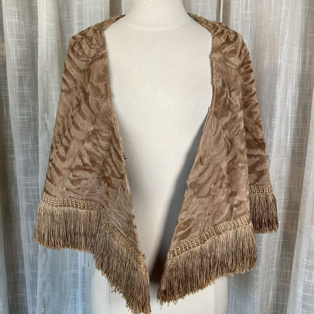 Vtg Fur Stole with Fringe