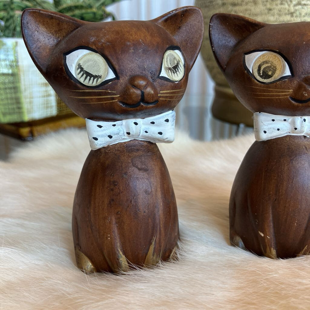 Vintage Brown Cat Salt and Pepper Shakers