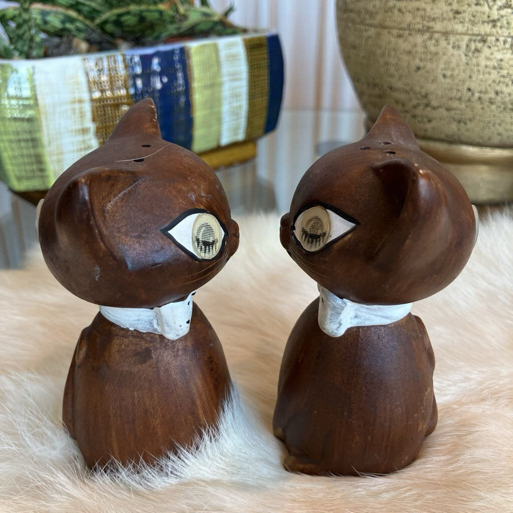 Vintage Brown Cat Salt and Pepper Shakers