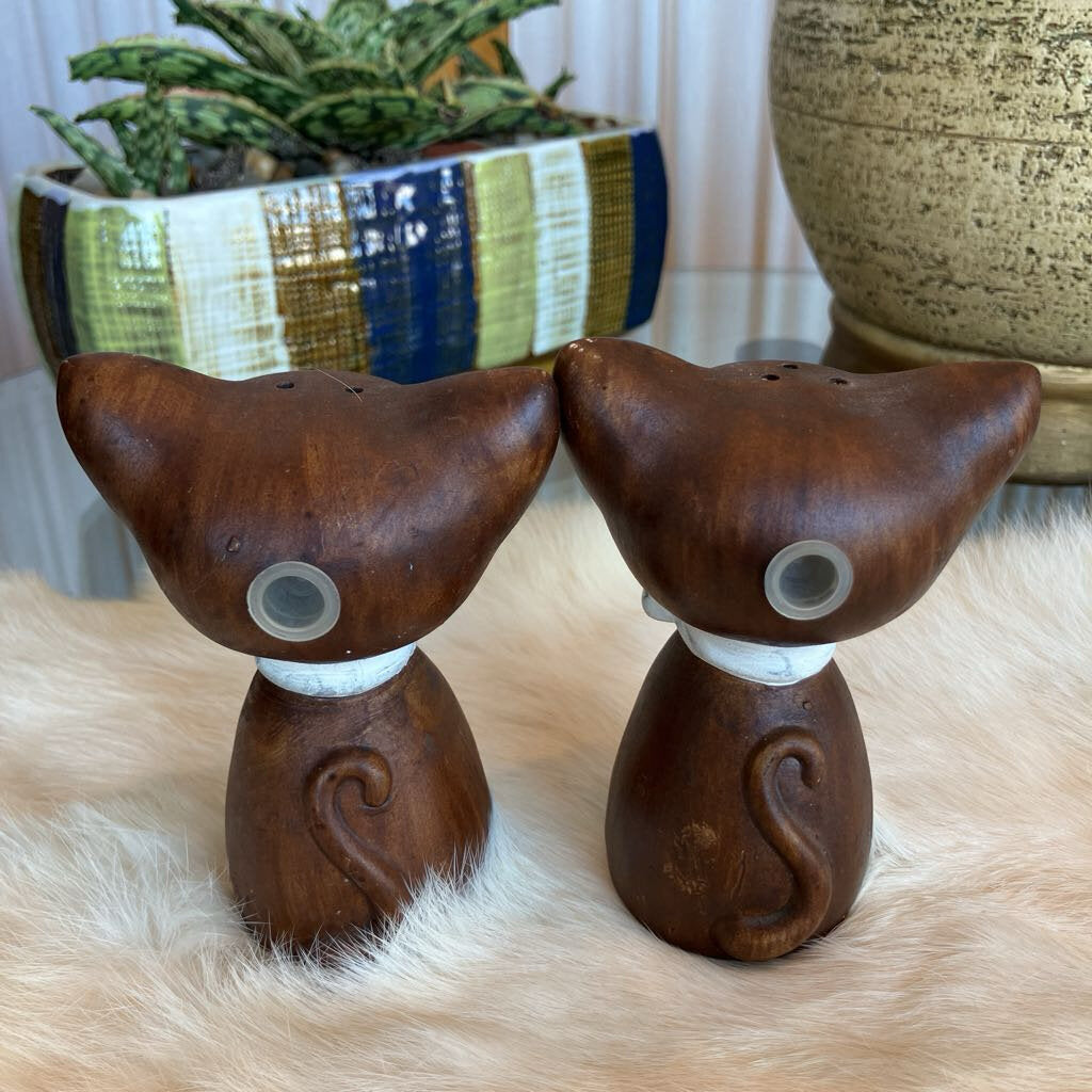 Vintage Brown Cat Salt and Pepper Shakers