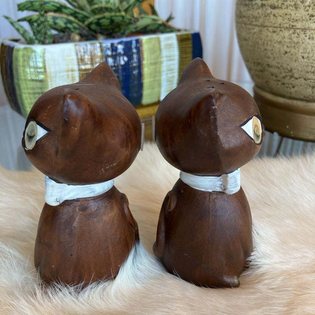 Vintage Brown Cat Salt and Pepper Shakers