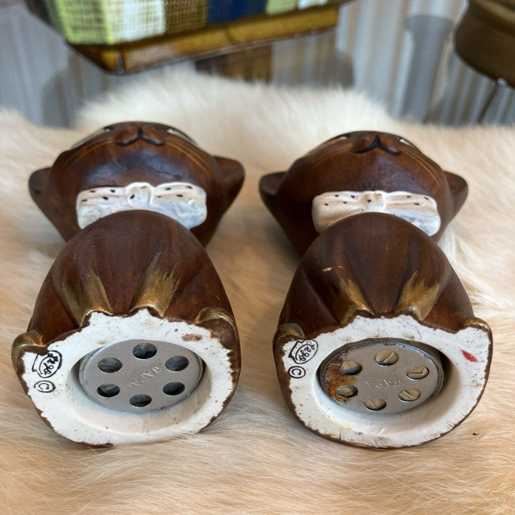 Vintage Brown Cat Salt and Pepper Shakers