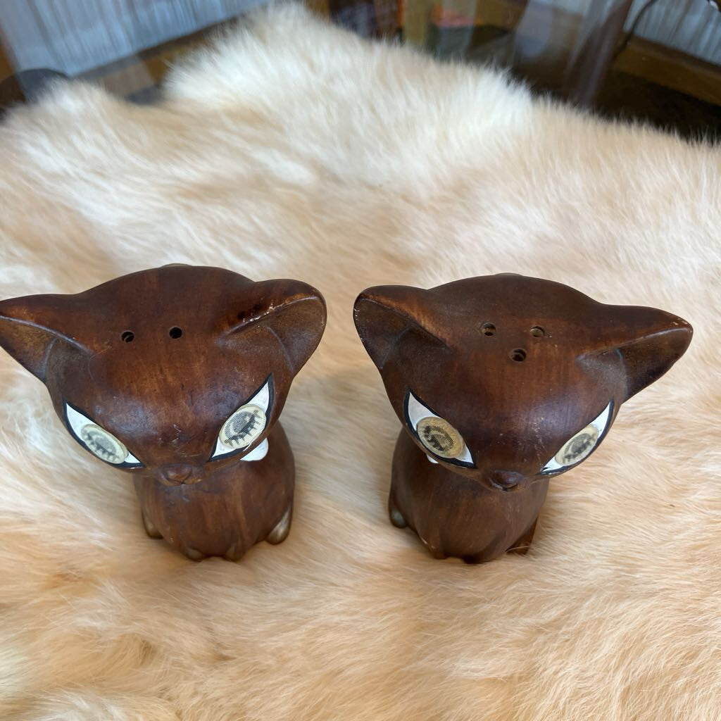 Vintage Brown Cat Salt and Pepper Shakers