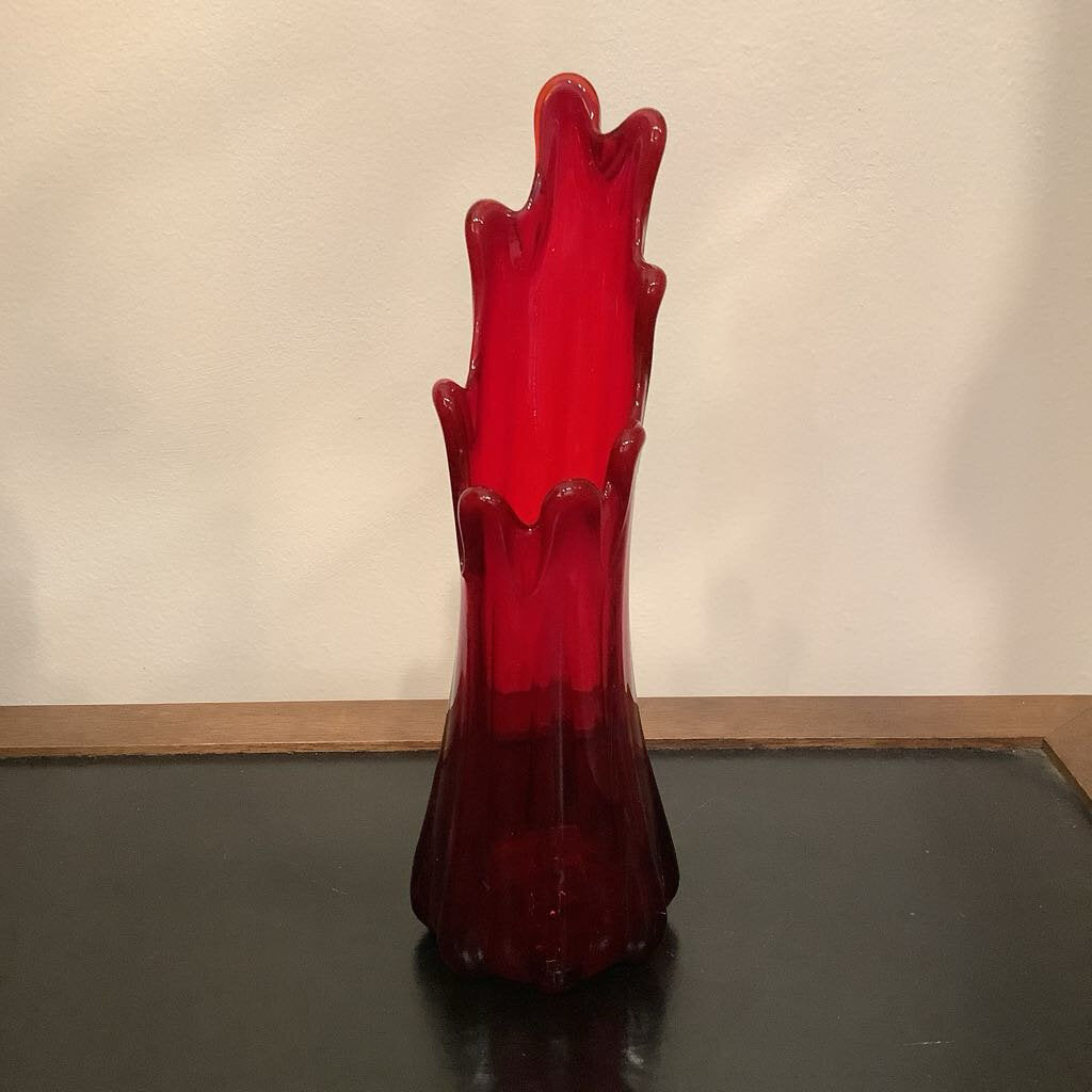 Mid Century 8.5" Red Swag Vase