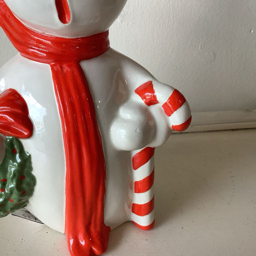 Vintage Snowman with Bird Figurine