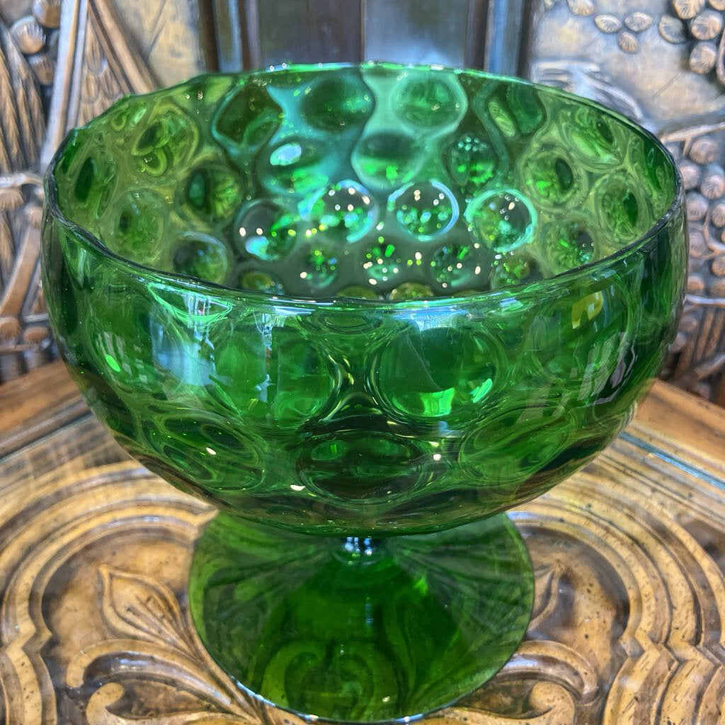 Vintage Empoli Coin Dot Pedestal Bowl