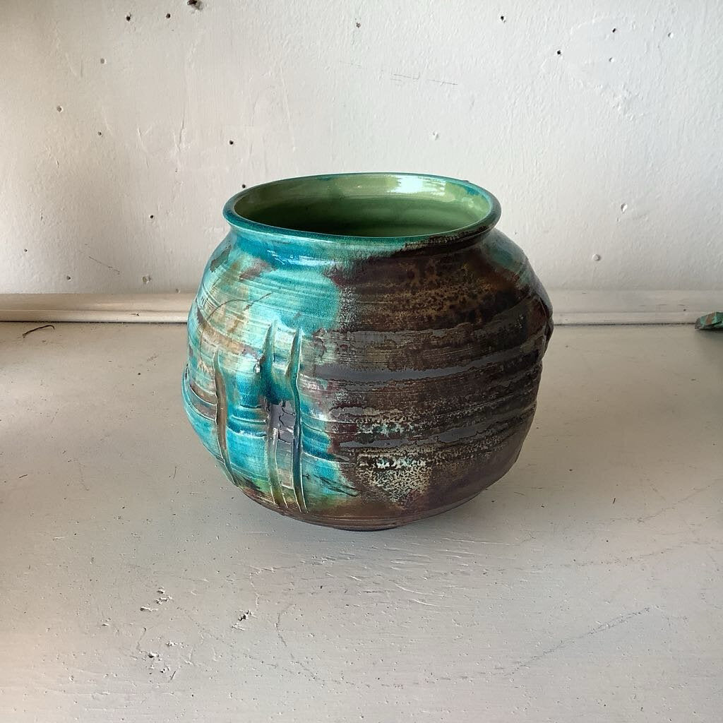 Blue and Green Round Pottery