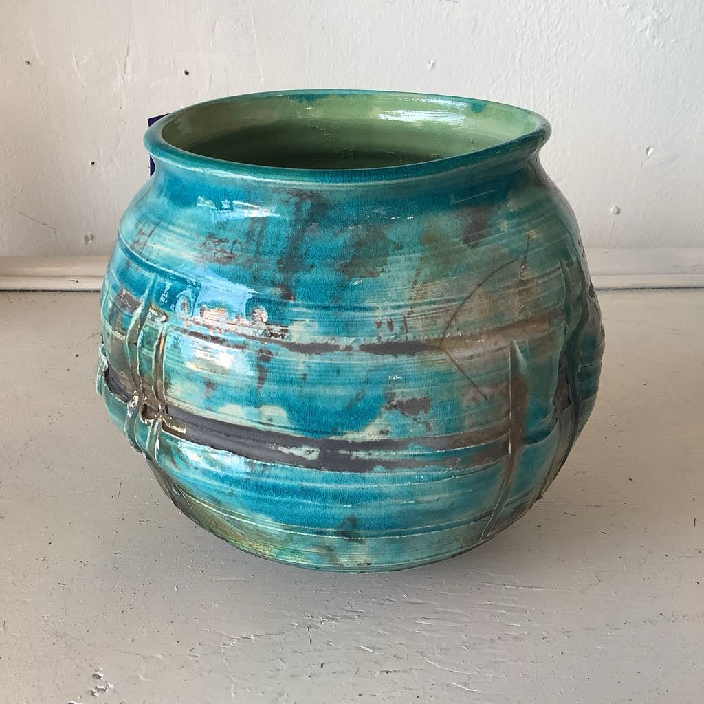 Blue and Green Round Pottery