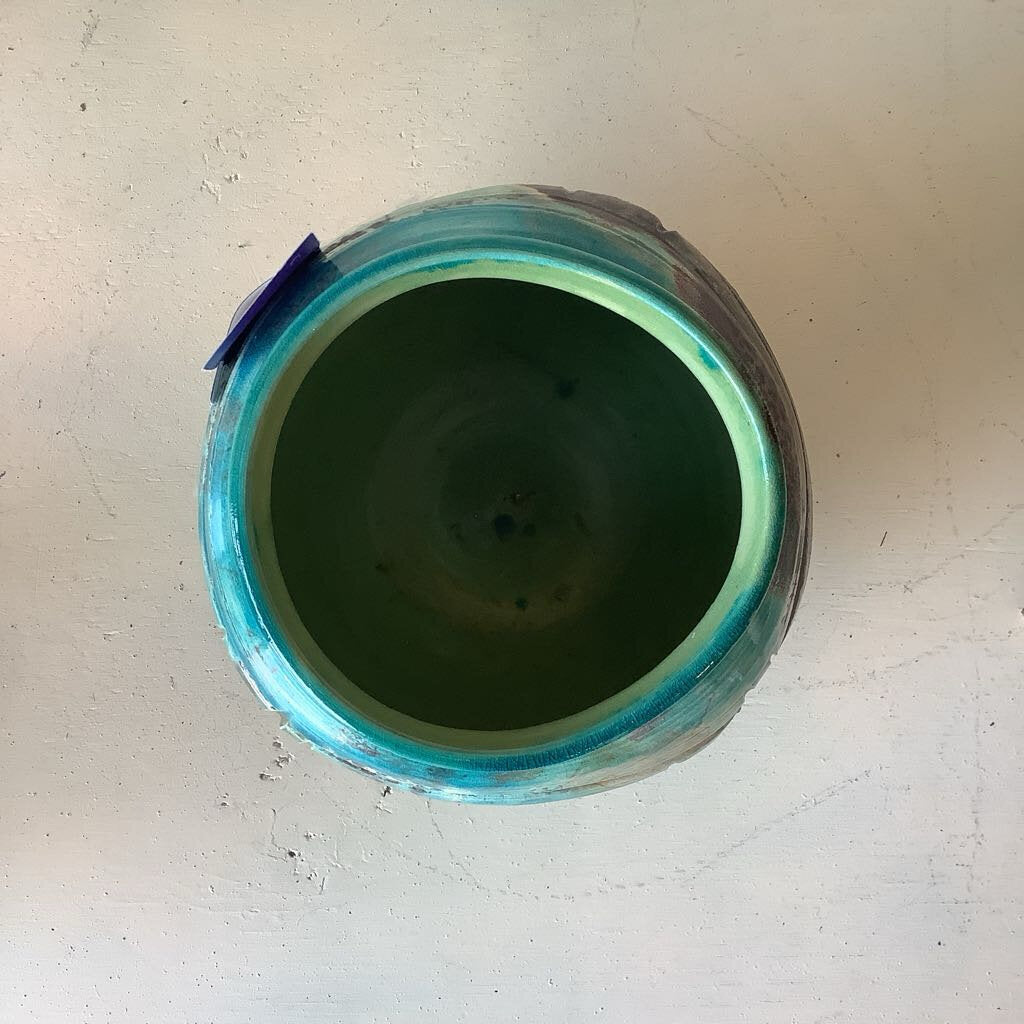 Blue and Green Round Pottery