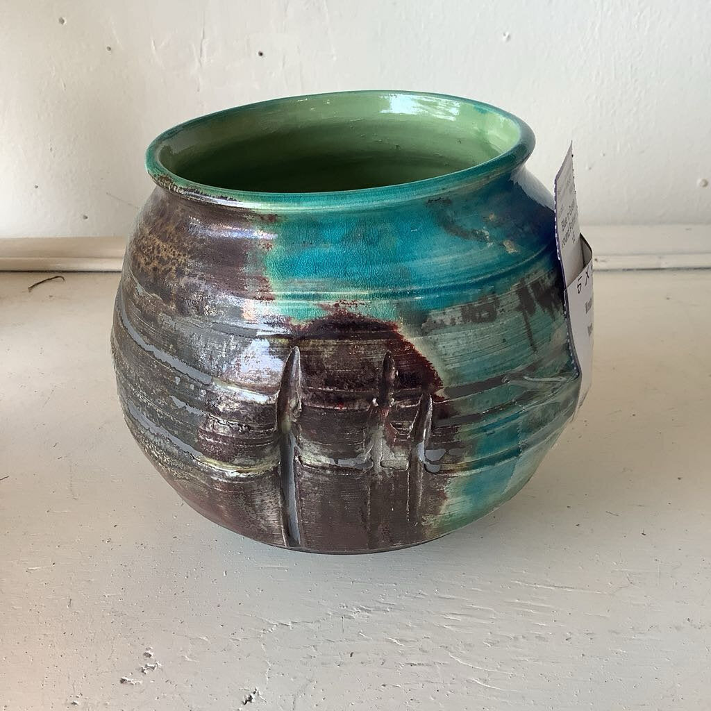 Blue and Green Round Pottery