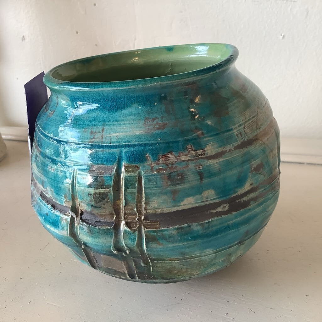 Blue and Green Round Pottery