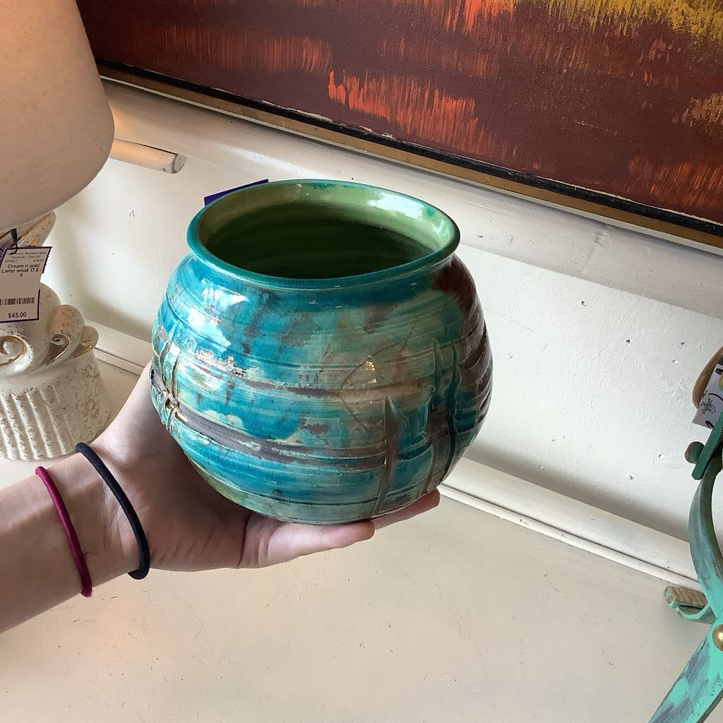 Blue and Green Round Pottery